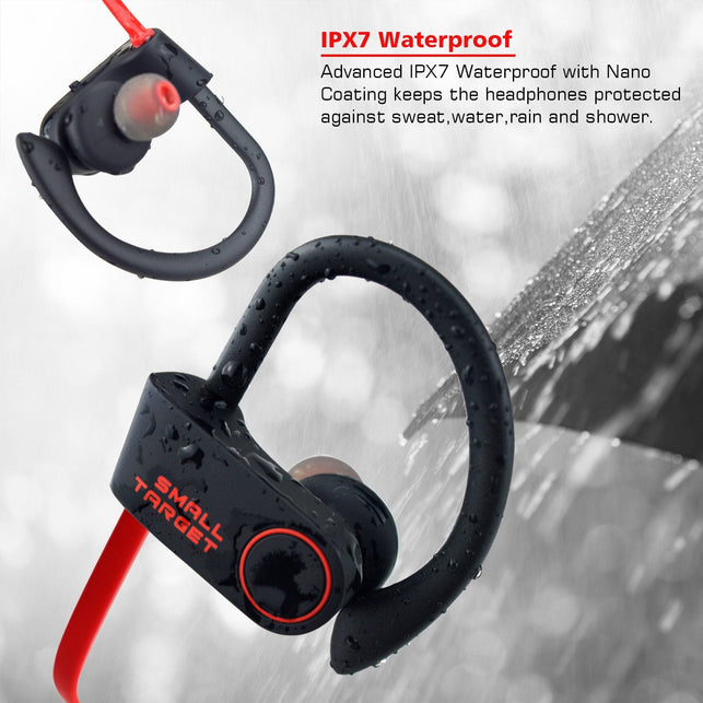 Small Target Bluetooth Headphones, Best Wireless Sport Earphones w/Mic IPX7 Waterproof Stable Fit in Ear Earbuds Noise Isolating Stereo Headset 9-Hour - The Gadget Collective