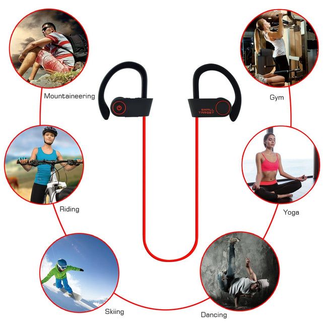 Small Target Bluetooth Headphones, Best Wireless Sport Earphones w/Mic IPX7 Waterproof Stable Fit in Ear Earbuds Noise Isolating Stereo Headset 9-Hour - The Gadget Collective