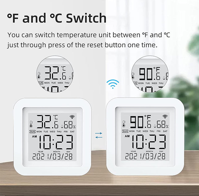 Smart Wifi Temperature Humidity Monitor: TUYA Wireless Temperature Humidity Sensor with APP Notification Alerts, Wifi Thermometer Hygrometer for Home Pet Garage,Compatible with Alexa - The Gadget Collective