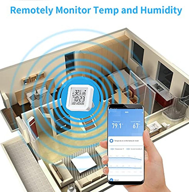 Smart Wifi Temperature Humidity Monitor: TUYA Wireless Temperature Humidity Sensor with APP Notification Alerts, Wifi Thermometer Hygrometer for Home Pet Garage,Compatible with Alexa - The Gadget Collective