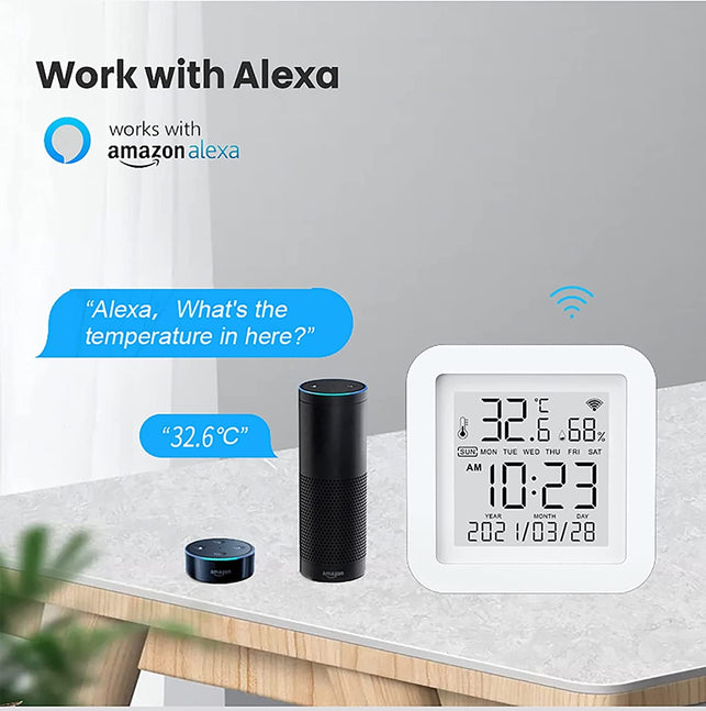 Smart Wifi Temperature Humidity Monitor: TUYA Wireless Temperature Humidity Sensor with APP Notification Alerts, Wifi Thermometer Hygrometer for Home Pet Garage,Compatible with Alexa - The Gadget Collective