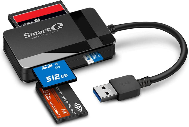 Smartq C368 USB 3.0 SD Card Reader, Plug N Play, Apple and Windows Compatible, Powered by USB, Supports CF/SD/SDHC/SCXC/MMC/MMC Micro, Etc. - The Gadget Collective