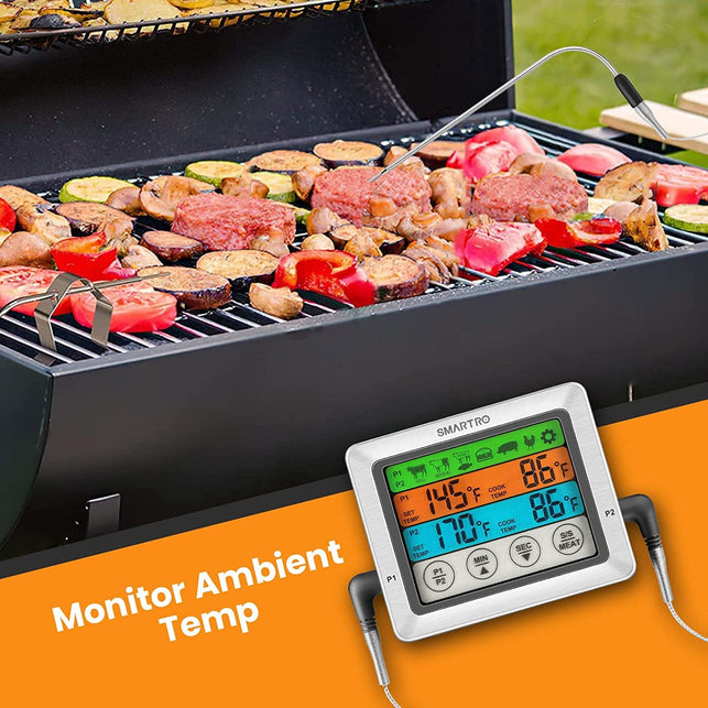 SMARTRO ST54 Dual Probe Digital Meat Thermometer for Cooking Food Kitchen Oven BBQ Grill with Timer Mode and Commercial-Grade Probes - The Gadget Collective