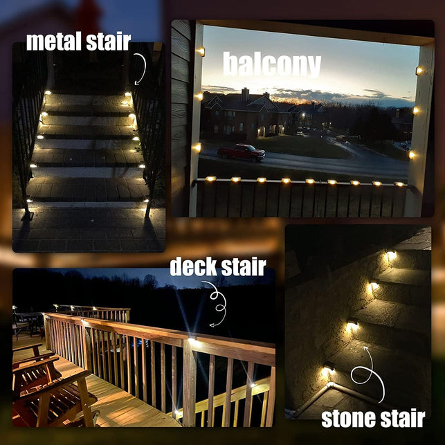 SOLPEX Solar Deck Lights Outdoor 16 Pack, Solar Step Lights Waterproof Led Solar Lights for Outdoor Stairs, Step , Fence, Yard, Patio, and Pathway(Warm White) - The Gadget Collective