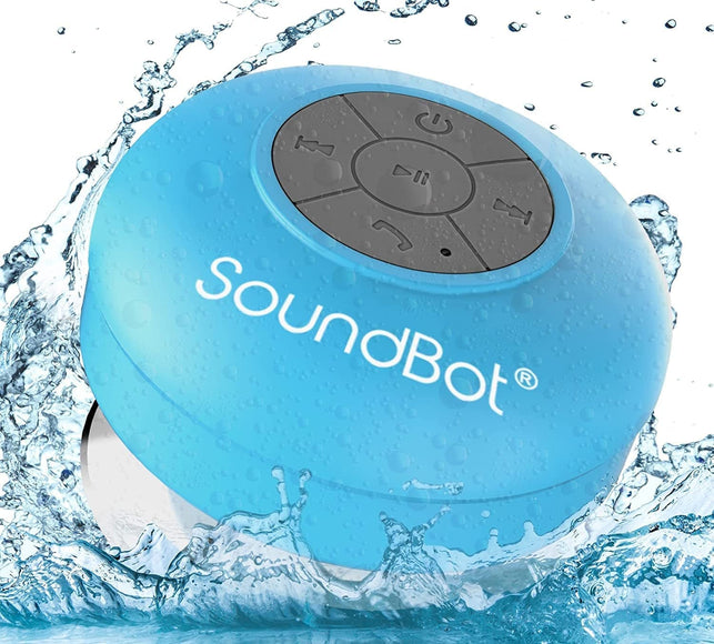 Soundbot SB510 HD Water Resistant Bluetooth 4.0 Shower Speaker, Handsfree Portable Speakerphone with Built-In Mic, 6Hrs of Playtime, Control Buttons and Dedicated Suction Cup_Blue - The Gadget Collective