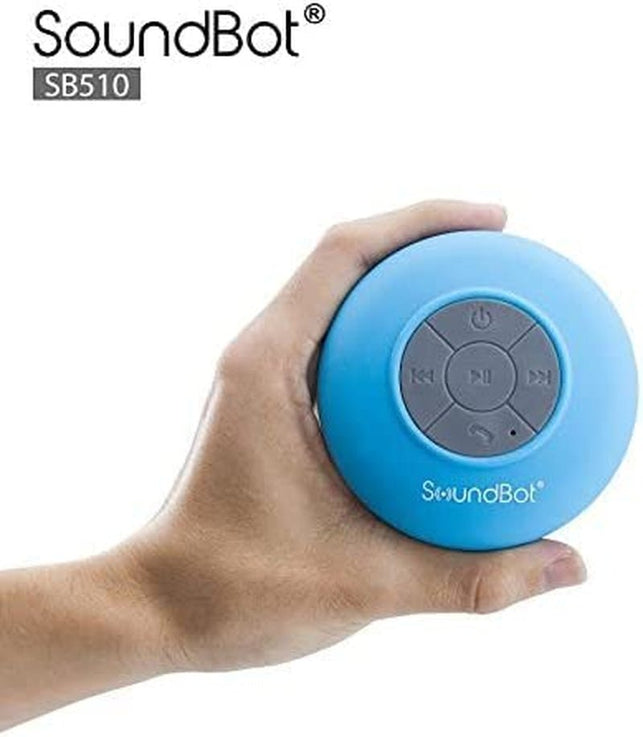 Soundbot SB510 HD Water Resistant Bluetooth 4.0 Shower Speaker, Handsfree Portable Speakerphone with Built-In Mic, 6Hrs of Playtime, Control Buttons and Dedicated Suction Cup_Blue - The Gadget Collective