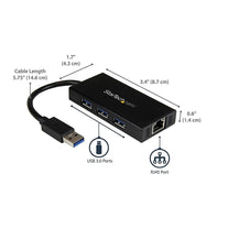 StarTech USB 3.0 Hub Gigabit Ethernet Adapter 3 Port NIC USB Network Adapter USB Ethernet Dongle - USB Lan Adapter - The Gadget Collective