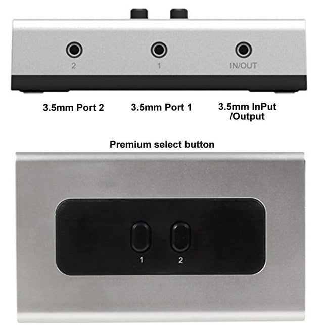 STEREO 2 PORT 3.5mm Manual Switch Box AUX Audio Speaker selector(Wall Mount Hole Built-in, wall or table available) - The Gadget Collective