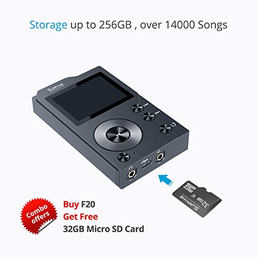 Surfans F20 HiFi MP3 Player with Bluetooth, Lossless DSD High Resolution Digital Audio Music Player, High-Res Portable Audio Player with 32GB Memory Card, Support up to 256GB - The Gadget Collective