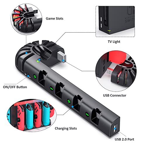 Switch Controller Charging Dock Station Compatible with Nintendo Switch & OLED Model Joycons, KDD Switch Controller Charger Dock Station with Upgraded 8 Game Storage for Nintendo Switch Joycon & Games - The Gadget Collective