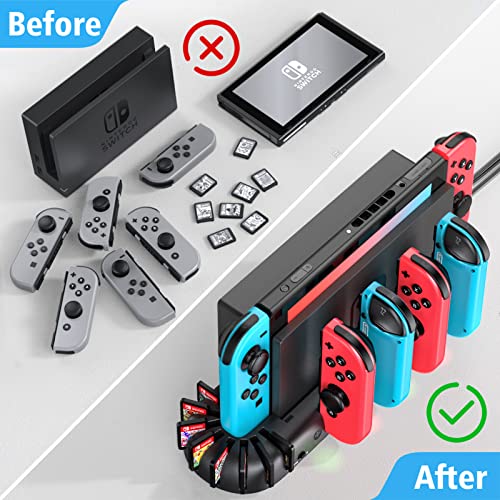 Switch Controller Charging Dock Station Compatible with Nintendo Switch & OLED Model Joycons, KDD Switch Controller Charger Dock Station with Upgraded 8 Game Storage for Nintendo Switch Joycon & Games - The Gadget Collective