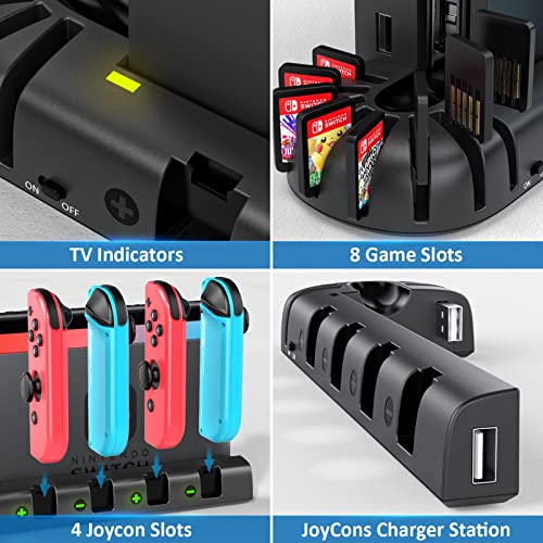 Switch Controller Charging Dock Station Compatible with Nintendo Switch & OLED Model Joycons, KDD Switch Controller Charger Dock Station with Upgraded 8 Game Storage for Nintendo Switch Joycon & Games - The Gadget Collective