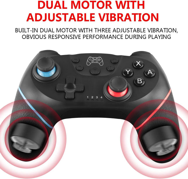 Switch Controller, Wireless Pro Controller for Switch/Switch Lite/Switch OLED, Switch Remote Gamepad with Joystick, Adjustable Turbo Vibration, Ergonomic Non-Slip - Black - The Gadget Collective