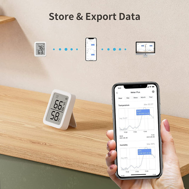 Switchbot Thermometer Hygrometer, Bluetooth Indoor Humidity Meter for Home, Temperature Sensor with App Control, Large LCD Display, Notification Alerts, 2-Year Data Storage Export - The Gadget Collective