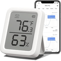 Switchbot Thermometer Hygrometer, Bluetooth Indoor Humidity Meter for Home, Temperature Sensor with App Control, Large LCD Display, Notification Alerts, 2-Year Data Storage Export - The Gadget Collective