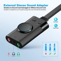TechRise USB Sound Card, USB External Stereo Sound Adapter Splitter Converter with Volume Control for Windows and Mac, Plug & Play, No Drivers Needed - The Gadget Collective