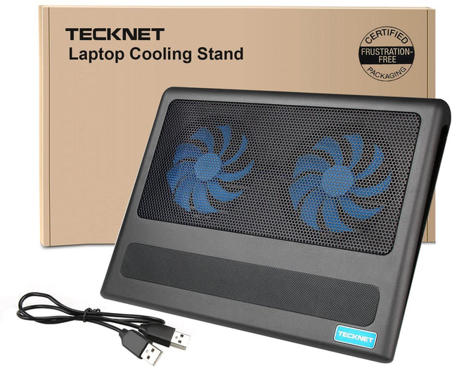 TECKNET Laptop Cooling Pad, Portable Ultra-Slim Quiet Laptop Notebook Cooler Cooling Pad Stand with 2 USB Powered Fans, Fits 12-16 Inches - The Gadget Collective