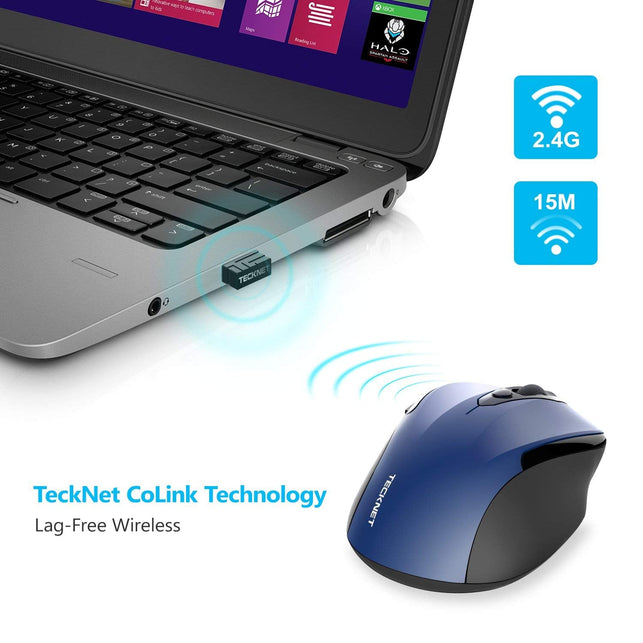 TeckNet Pro 2.4G Ergonomic Wireless Mobile Optical Mouse with USB Nano Receiver for Laptop,PC,Computer,Chromebook,Notebook,6 Buttons - The Gadget Collective