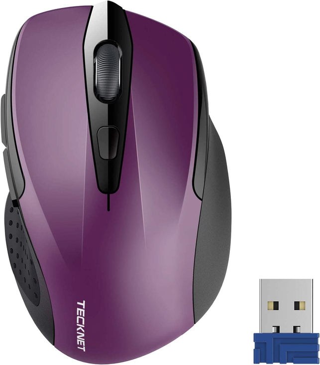 TECKNET Wireless Mouse, 2.4G Ergonomic Optical Mouse with USB Nano Receiver for Laptop, PC, Computer, Chromebook, Notebook, 6 Buttons, 24 Months Battery Life, 2600 DPI, 5 Adjustment Levels - The Gadget Collective