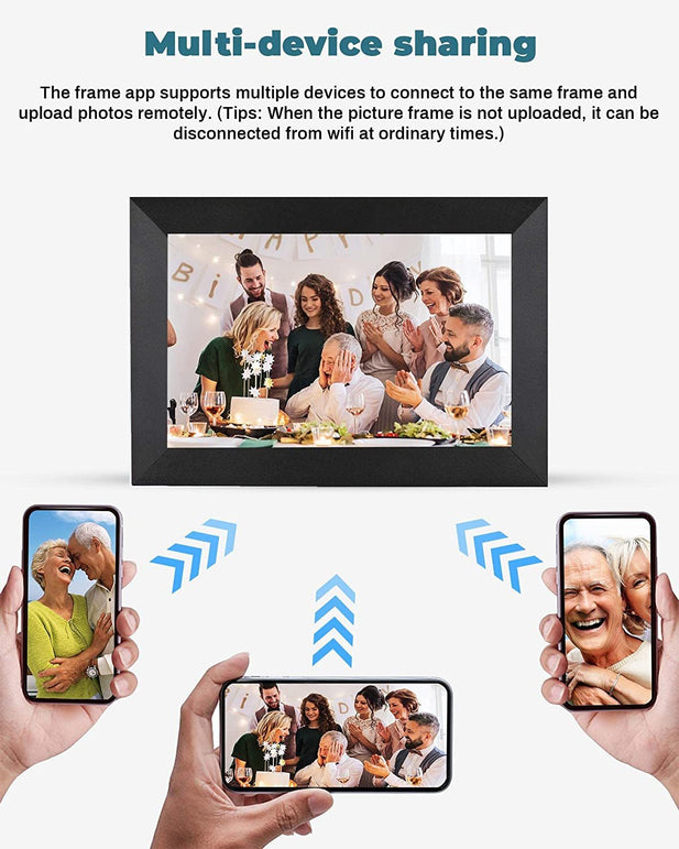 TEKXDD Digital Photo Frame Wifi, 10.1 Inch [Au Version] Smart Cloud Digital Picture Frame with IPS LCD Touch Screen Display, 16GB Storage, Share Photos and Videos Instantly via App from Anywhere - The Gadget Collective