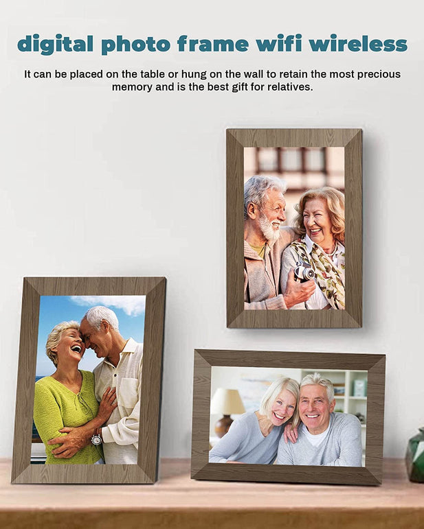 TEKXDD Digital Photo Frame Wifi, Wooden 10.1 Inch [Au Version] Smart Cloud Digital Picture Frame with IPS LCD Touch Screen Display, 16GB Storage, Share Photos Instantly via App from Anywhere - The Gadget Collective