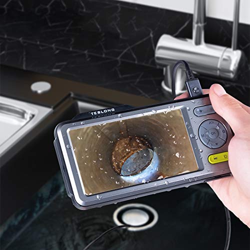 Teslong Dual Lens Endoscope Borescope, Teslong 5'' HD Snake Inspection Camera with LED Lights, Home Waterproof Scope Camera, Industrial Automotive Fib - The Gadget Collective