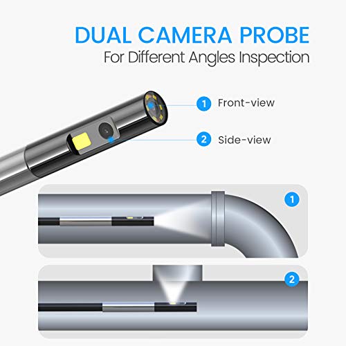 Teslong Dual Lens Endoscope Borescope, Teslong 5'' HD Snake Inspection Camera with LED Lights, Home Waterproof Scope Camera, Industrial Automotive Fib - The Gadget Collective