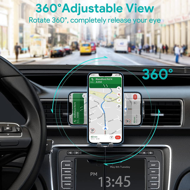 TIKECO Wireless Car Charger, 15W Auto-Clamping Car Charger Mount, Air Vent Car Charging Holder for Iphone 14/14 Pro/13/13 Pro /12/12 Pro/ 11/11 Pro/Xr/Xs/X/8, Samsung S22/ S21/S20 (With QC 3.0 Car Charger) - The Gadget Collective