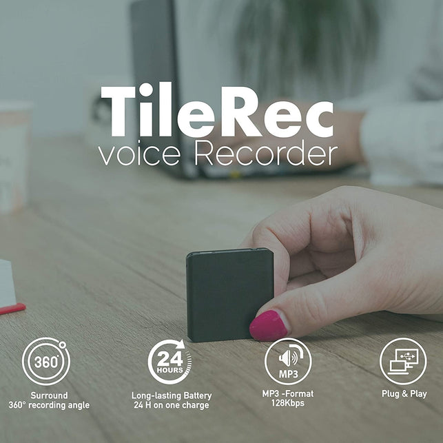 TileRec - Slimmest Voice Activated Recorder with 145 Hours Recording Capacity, MP3 Records, 24 Hours Battery Time, Metal Case – by Atto Digital - The Gadget Collective