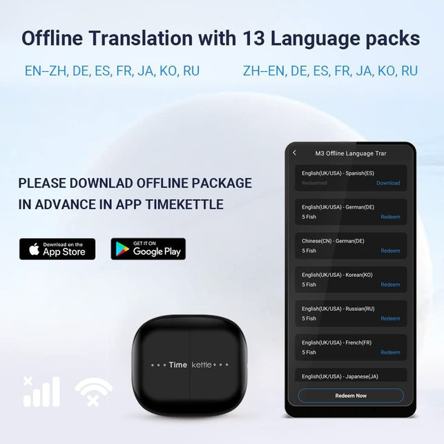 Timekettle M3 Language Translator Earbuds, Two-Way Translator Device with APP for 40 Languages & 93 Accents Online, Offline Translator for Exploring Expat Life Freely, Compatible with Ios & Android - The Gadget Collective