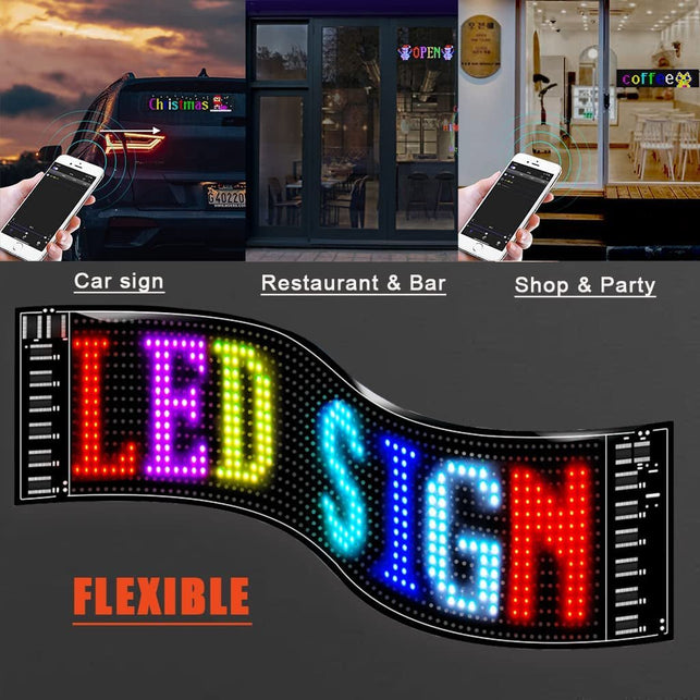 Timelux LED Matrix Panel Bluetooth APP Control USB 5V Flexible LED Screen Scrolling Text Pattern Animation LED Sign Display for Car Windows, Shop, Bar and Entrance Sign. - The Gadget Collective