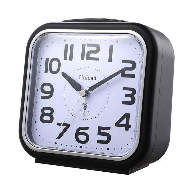 Tinload 5.5" Silent Analog Alarm Clock Non Ticking, Gentle Wake, Beep Sounds, Increasing Volume, Battery Operated Snooze and Light Functions, Easy Set - The Gadget Collective