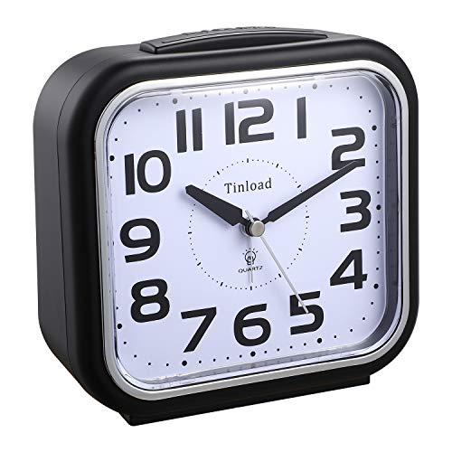 Tinload 5.5" Silent Analog Alarm Clock Non Ticking, Gentle Wake, Beep Sounds, Increasing Volume, Battery Operated Snooze and Light Functions, Easy Set, Black (Best for Elder) - The Gadget Collective