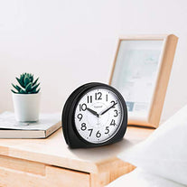 Tinload 5.5" Silent Analog Alarm Clock Non Ticking, Gentle Wake, Beep Sounds, Increasing Volume, Battery Operated Snooze and Light Functions, Easy Set, Black (Best for Elder) - The Gadget Collective