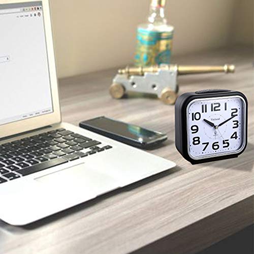 Tinload 5.5" Silent Analog Alarm Clock Non Ticking, Gentle Wake, Beep Sounds, Increasing Volume, Battery Operated Snooze and Light Functions, Easy Set, Black (Best for Elder) - The Gadget Collective