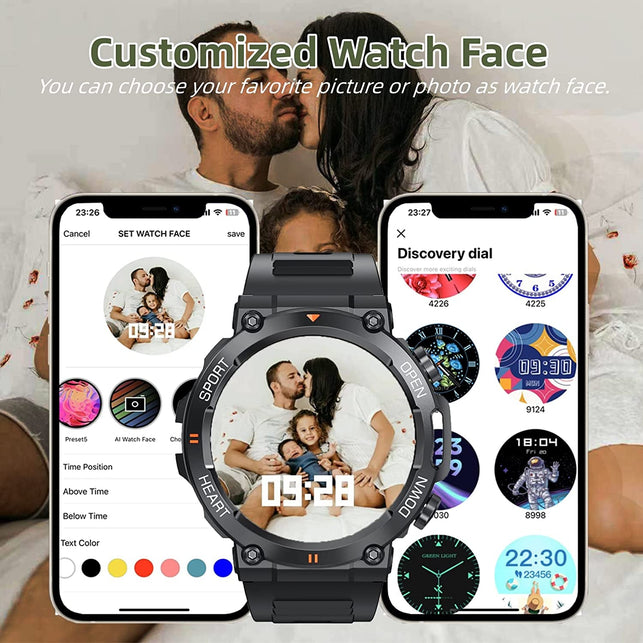 Tiwain Military Smart Watch for Men, 120+ Sport Modes 1.39" Full Screen Tactical Watches Rugged for Android Phones Iphone Compatible Fitness Tracker Heart Rate Sleep Monitor Pedometer - The Gadget Collective