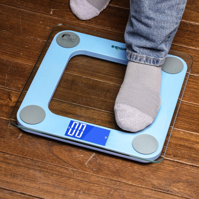 TOMIBA 550 Pounds Bathroom Scale High Precision Digital Body Weight with Step-On Technology and Easy-To-Read Backlit LCD - The Gadget Collective