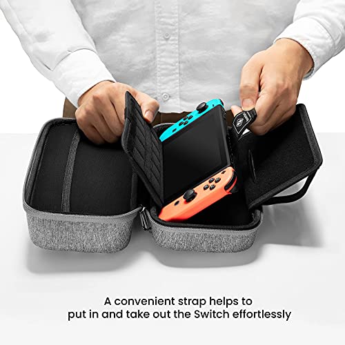 tomtoc Carrying Case for Nintendo Switch, Portable Travel Carry Storage Case Compatible with Switch Console, Pro Controller and 24 Game Cards, Protect - The Gadget Collective