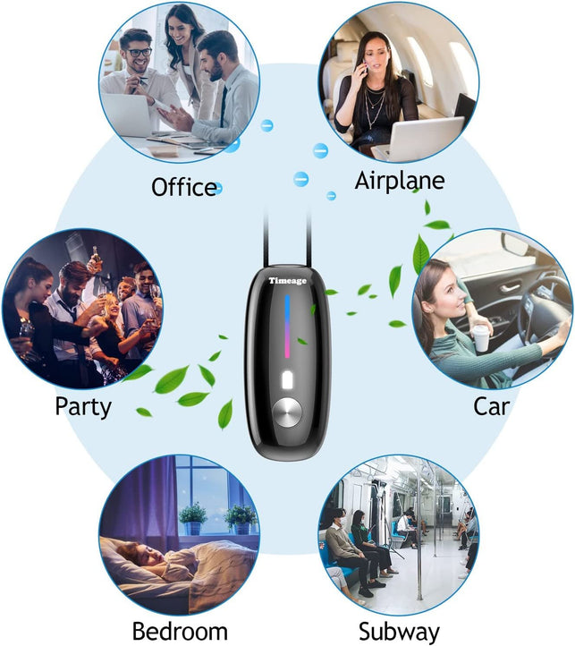 Travel Air Purifier,Timeage Wearable Air Purifier Necklace, Portable Mini Air Ionizer Eliminates Pollen,Smoke,Dust for Outdoor,Travel(Button Press) - The Gadget Collective