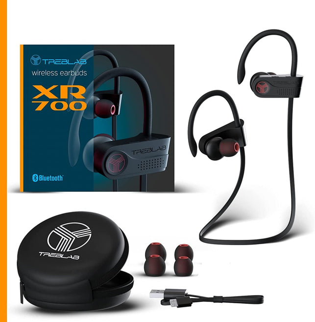 Treblab XR700 - Wireless Running Earbuds - Top Sports Headphones, Custom Adjustable Earhooks, Bluetooth 5.0 IPX7 Waterproof,Rugged Workout Earphones, - The Gadget Collective