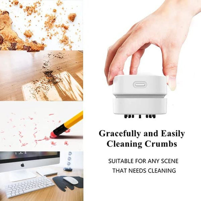 TRZLIFE Desk Vacuum Cleaner Upgraded Mini Table Vacuum Cleaner Mini Vac High Endurance Rechargeable Automatic Energy Saving Quiet Pick up Tiny Items Crumbs Flakes for Drawer Desktop Countertop - The Gadget Collective