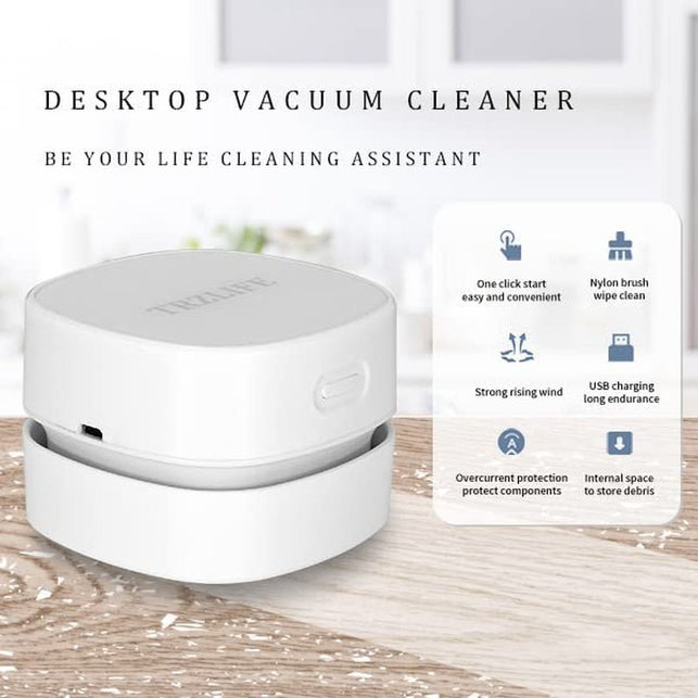 TRZLIFE Desk Vacuum Cleaner Upgraded Mini Table Vacuum Cleaner Mini Vac High Endurance Rechargeable Automatic Energy Saving Quiet Pick up Tiny Items Crumbs Flakes for Drawer Desktop Countertop - The Gadget Collective