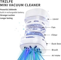 TRZLIFE Desk Vacuum Cleaner Upgraded Mini Table Vacuum Cleaner Mini Vac High Endurance Rechargeable Automatic Energy Saving Quiet Pick up Tiny Items Crumbs Flakes for Drawer Desktop Countertop - The Gadget Collective