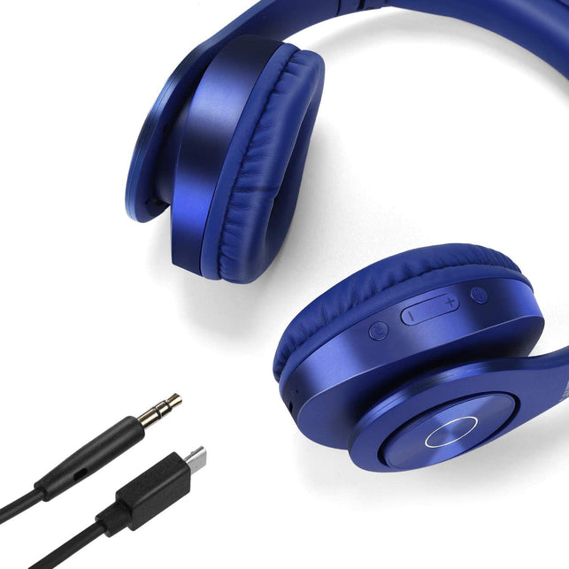 TUINYO Bluetooth Headphones Wireless, over Ear Stereo Wireless Headset 40H Playtime with Deep Bass, Soft Memory-Protein Earmuffs, Built-In Mic Wired Mode Pc/Cell Phones/Tv-Dark Blue - The Gadget Collective