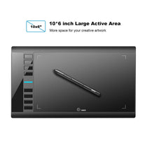 UGEE M708 Graphics Tablet, 10 x 6 Inch Large Drawing Tablet, 8192 Levels Pressure Battery-Free Pen Stylus, 8 Hotkeys - The Gadget Collective