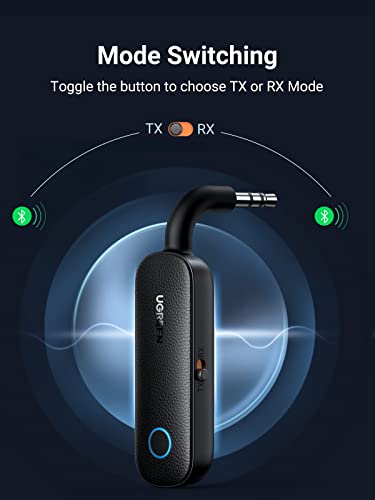 UGREEN Bluetooth 5.0 Transmitter and Receiver 2 in 1 Wireless 3.5mm Bluetooth Adapter, Dual Devices Simultaneously, Aux Bluetooth Audio Car Adapter Compatible with TV Car Home Stereo System Headphones - The Gadget Collective