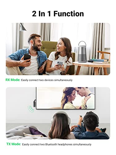 UGREEN Bluetooth 5.0 Transmitter and Receiver 2 in 1 Wireless 3.5mm Bluetooth Adapter, Dual Devices Simultaneously, Aux Bluetooth Audio Car Adapter Compatible with TV Car Home Stereo System Headphones - The Gadget Collective