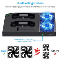 Upgraded Cooling Stand for Xbox Series S Console with Controller Charging Station - Dual Powerful Cooling Fan & Controller Charger Dock with 2 X 1400Mah Rechargeable Batteries, Headset Holder for XSS - The Gadget Collective