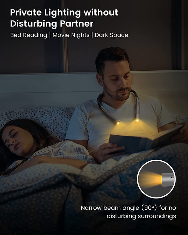 Upgraded LED Neck Reading Light, Book Light for Reading in Bed, 30-Min Timer, 3 Colors & 3 Brightness Adjustable, Rechargeable & Long Lasting, Perfect for Reading, Knitting & Repairing - The Gadget Collective