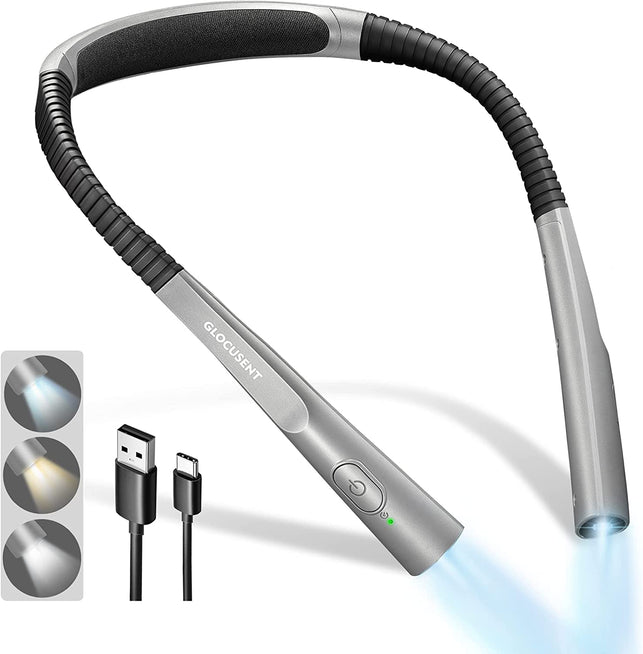 Upgraded LED Neck Reading Light, Book Light for Reading in Bed, 30-Min Timer, 3 Colors & 3 Brightness Adjustable, Rechargeable & Long Lasting, Perfect for Reading, Knitting & Repairing - The Gadget Collective